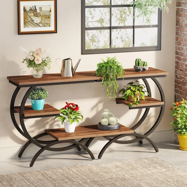 End Table, C-Shaped, Industrial 3-Tier