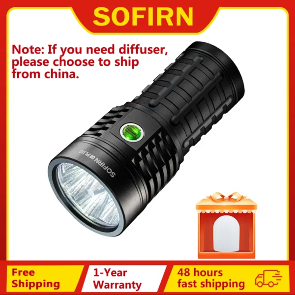 LED Flashlight 16000lm USB C Rechargeable